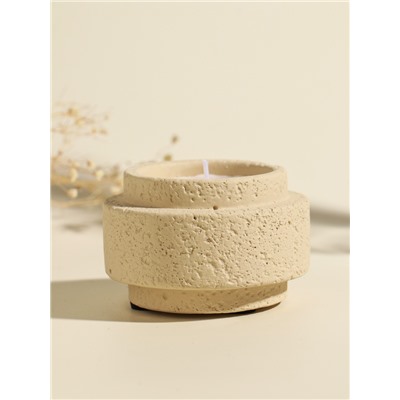 Свеча в подсвечнике вулканическом «Цилиндры», белая, 8.1×8.1×5.4 см