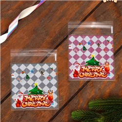 Пакет подарочный новогодний БОПП с липкой лентой, «Праздничное настроение», 10×11+3 см