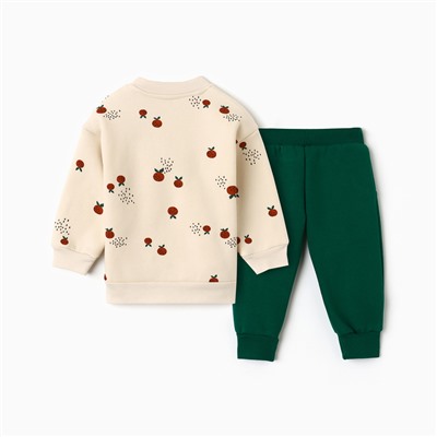 Костюм детский (толстовка, брюки) «Крошка Я» Oranges, рост 62-68 см, зелёный, молочный