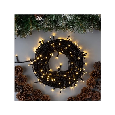 Гирлянда «Нить» 20 м, IP44, тёмная нить, 200 LED, свечение тёплое белое, 8 режимов, 220 В
