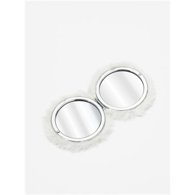 Зеркало складное «Мех», d=8 см, с увеличением, с искусственным мехом, белое