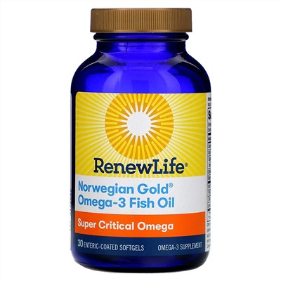 Renew Life, Norwegian Gold Omega-3 Fish Oil, 1,045 mg, 30 Enteric-Coated Softgels