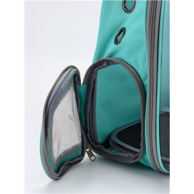 Рюкзак для переноски животных, 31×28×42 см, прозрачный, бирюзовый