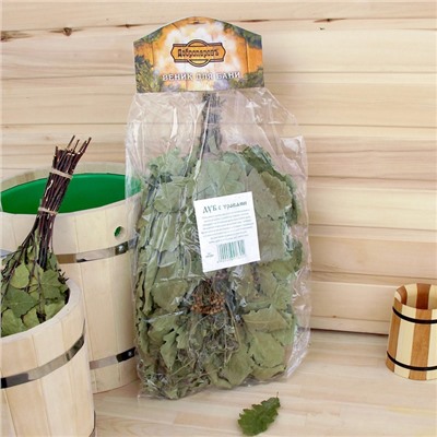 Веник для бани, дубовый, 55 см, с букетом из трав, «Добропаровъ»