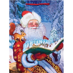 Пакет подарочный новогодний ламинированный, «Дед Мороз», 26×12×32 см