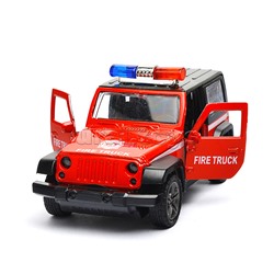 Красная инерционная служебная машинка Джип die-cast,1:32, открывающиеся двери