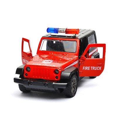 Красная инерционная служебная машинка Джип die-cast,1:32, открывающиеся двери