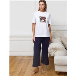 Футболка с принтом свободная из премиального 100% хлопка