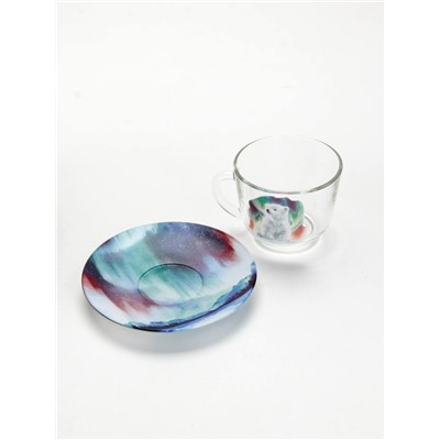 Чайная пара новогодняя «Новый год», кружка 200 мл, блюдце 13 см