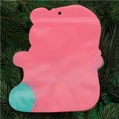 Пакет подарочный новогодний, фигурный «Мишка с колпаком», с zip - lock застежкой, 21×15.5 см