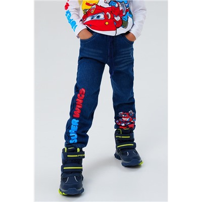 Брюки текстильные джинсовые утепленные флисом для мальчиков PLAYTODAY, 1226895