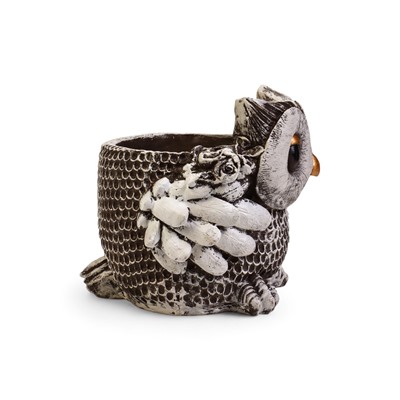 Фигурное кашпо «Сова», 2.6 л, 30×23×25 см, гипс, серое