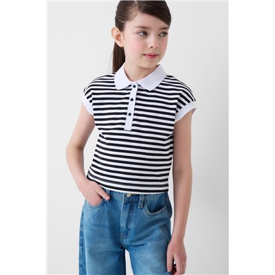 Джемпер трикотажный с воротником поло для девочек PLAYTODAY, 1242086