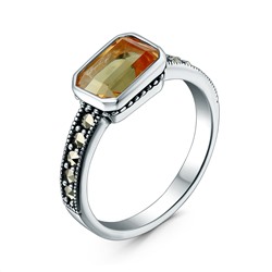 Кольцо из чернёного серебра с султанитом и марказитами HR1906-ZN