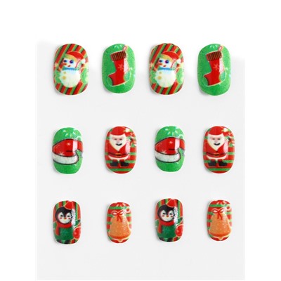 Детские накладные ногти на новый год «Новогодние подарки», 12 шт.