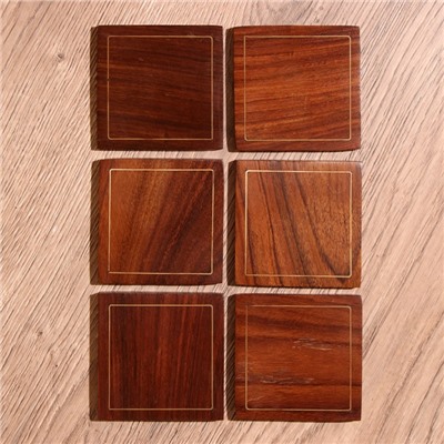 Подставки под горячее, 6 шт, 10×8×8 см, дерево шишам