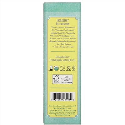 Badger Company, Calming Baby Oil, Chamomile & Calendula with Olive and Jojoba Oils, 4 fl oz (118 ml)