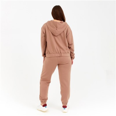 Костюм женский (толстовка, брюки) MINAKU: Casual Collection, бежевый, размер 50