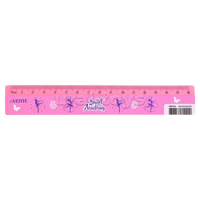 Линейка пластиковая "Ballet Academy" 16 см, с дизайном, с индивидуальной маркировкой, с цветным стикером