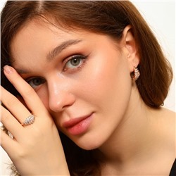 Комплект ювелирной бижутерии коллекция "Дубай"  серьги и кольцо 17 р, покрытие позолота, вставка: фианиты, цвет: прозрачный, арт.213.516-17