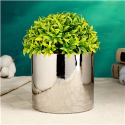 Декоративное кашпо для цветов «Лайт», 11.5×11×11 см, керамическое, серебристое