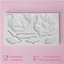 Молд Доляна «Магнолия», силикон, 19×11,3×1,2 см, цвет белый