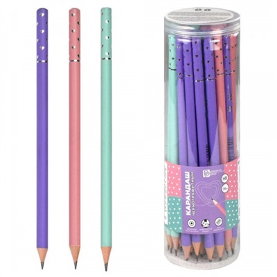 Карандаш черногр. "СЕРДЦА" круглый HB в тубе 67810 Феникс