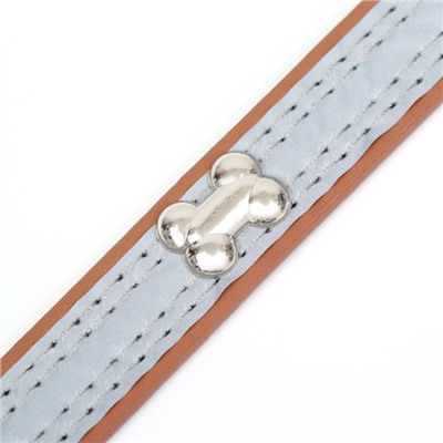 Ошейник со светоотражающей полосой и косточками, 45×2 см, цвет МИКС