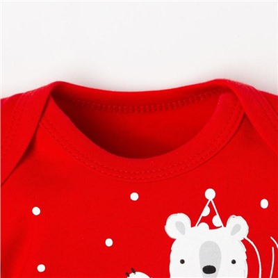 Боди детское «Крошка Я» Happy winter, рост 68-74 см, красное