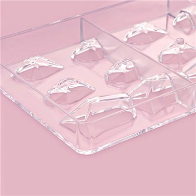 Форма для шоколада и конфет KONFINETTA «Драгоценные камни», 33×16.2 см, 16 ячеек, 2.5×3/4.5 см, прозрачная