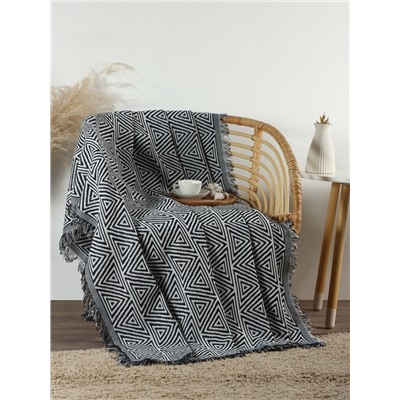 Плед с бахромой «Этель» Hypnosis, 130×180 см, серый