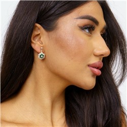 Серьги коллекция "Дубай" покрытие позолота, цвет камня: прозрачный, зеленый, 3713906, Уценка, арт.08.0994