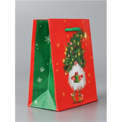 Пакет подарочный «Новогодний домовёнок», 11.5×14.5×6.5 см