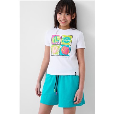 Комплект трикотажный для девочек: фуфайка (футболка), шорты PLAYTODAY, 1240342