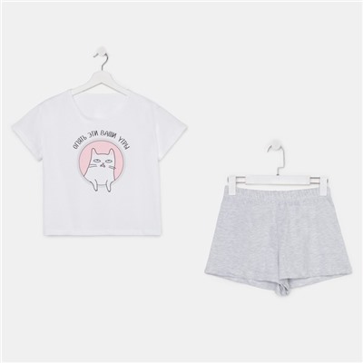 Пижама женская (футболка, шорты) KAFTAN «Утры», размер 40-42, белая