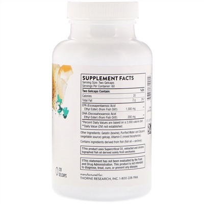 Thorne Research, Super EPA Pro, 120 желатиновых капсул