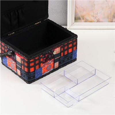 Шкатулка для рукоделия и шитья «Пэчворк. Узоры», хранение ниток, иголок, мелочи, 19×26×14.5 см