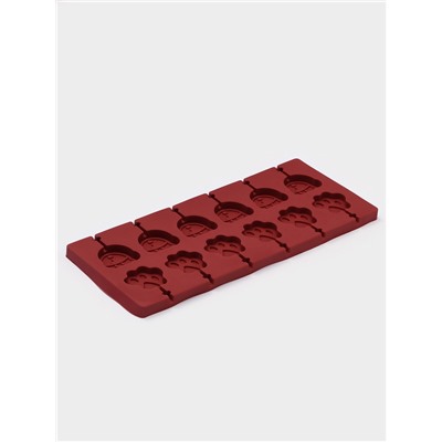 Форма для леденцов Доляна «Мишка», силикон, 25×10.5×1 см, 12 ячеек (3×3.3 см), с палочками, МИКС