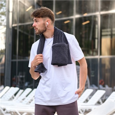 Полотенце махровое для тренировок LoveLife Active 50×100 см, цвет чёрный, 100% хлопок, 360 г/м²