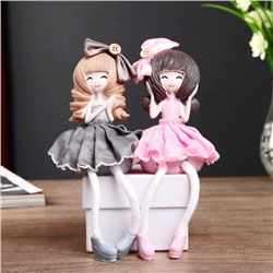 Фигурка настольная полистоун «Малышка длинные ножки в платье с пышной юбкой, с бантом», на полку, 17×8×8 см, МИКС