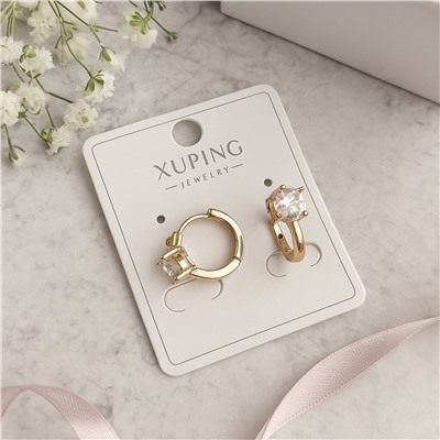 Серьги коллекция "Xuping" покрытие позолота, вставка: фианит, цвет: прозрачный, арт.004.008