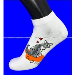 AMIGOBS носки женские укороченные с принтом "Ленивый котик" арт. 1833