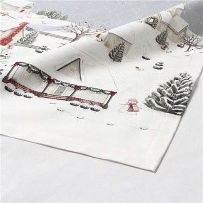 Скатерть новогодняя «Этель. Зимняя деревня», 149×220 см, 100% хлопок, саржа 190 г/м²