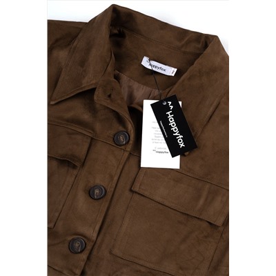 Женский костюм из экозамши с юбкой и укороченным жакетом Happyfox