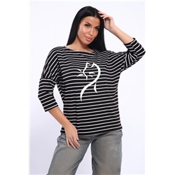 Лонгслив женский 82087 (Черно-белая полоска)