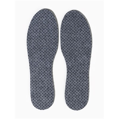 Стельки для обуви, утеплённые, универсальные, двухслойные, р-р RU до 46 (р-р Пр-ля до 46), 29 см, пара, серые