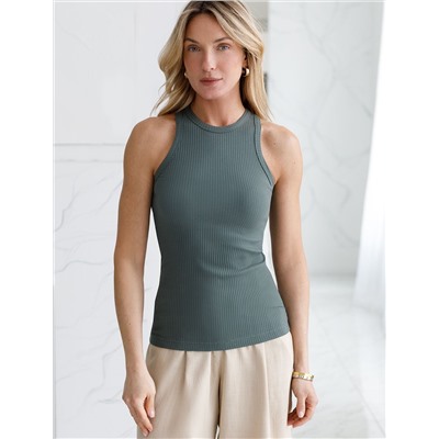 Топ из трикотажа в широкий рубчик