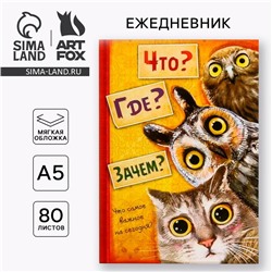 Ежедневник А5, 80 листов в тонкой обложке «Что? Где? Зачем?»