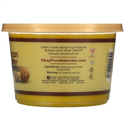 Okay Pure Naturals, African Shea  Butter, Yellow Smooth, 13 oz (368 g)