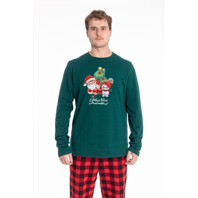 Лонгслив с новогодним принтом М125138Пз